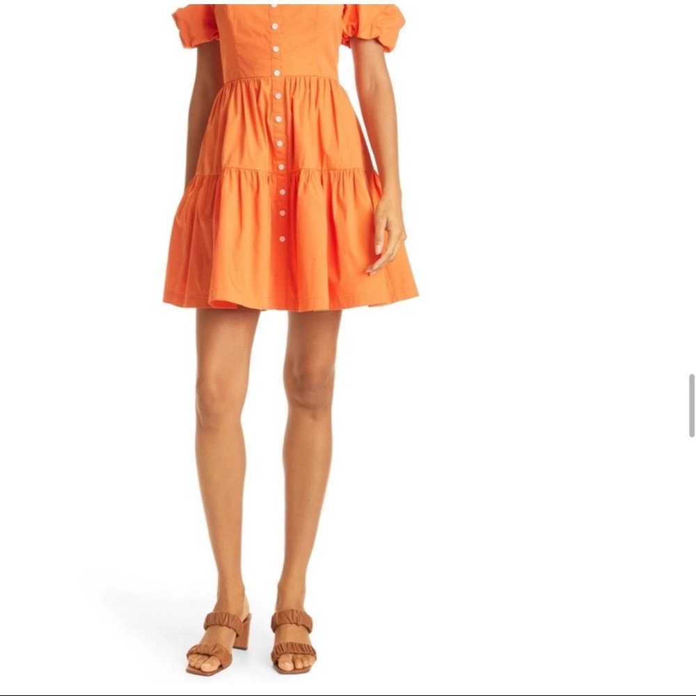 Staud Elio Off the Shoulder Tiered Mini Dress